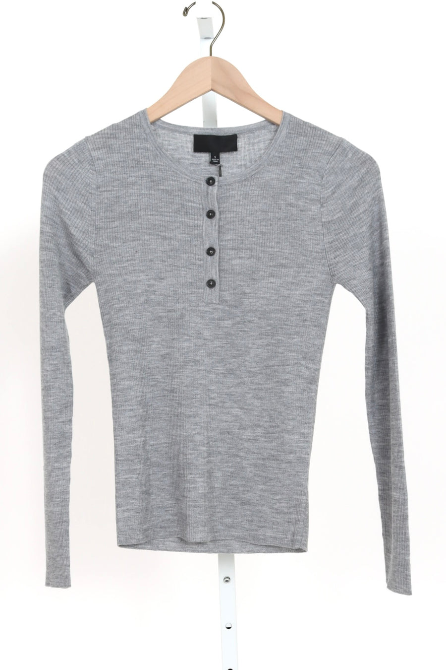 Klarisse Henley Knit - Medium Grey Melange
