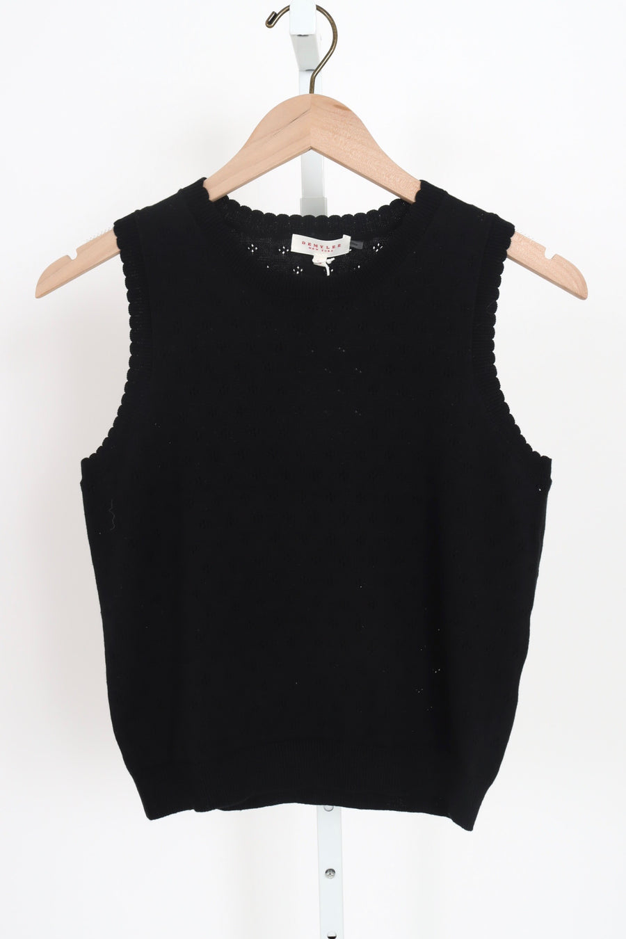 Eleanor Pointelle Cotton Top - Black