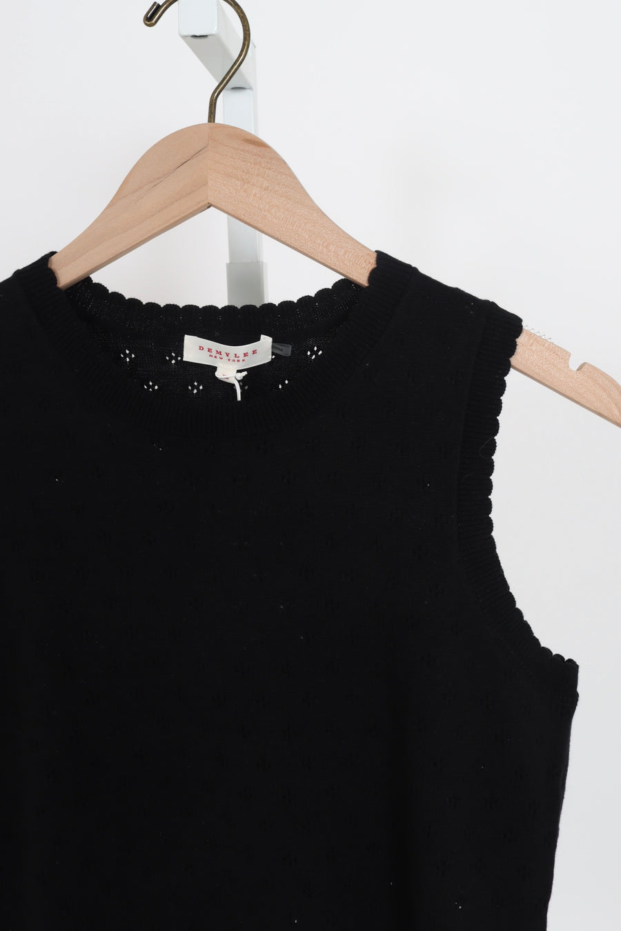 Eleanor Pointelle Cotton Top - Black