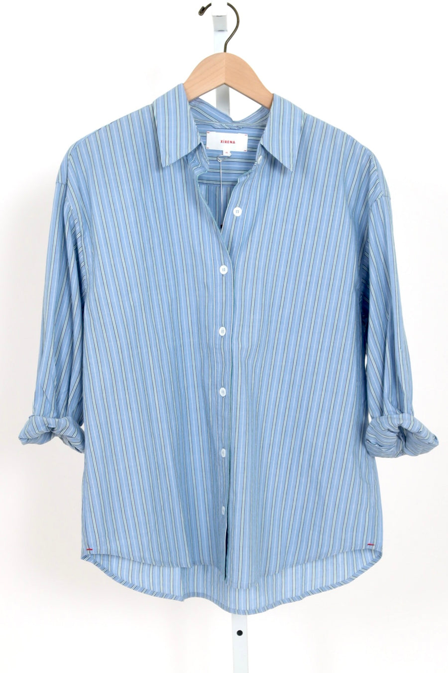 Hayven Shirt - Chambray Teal Stripe