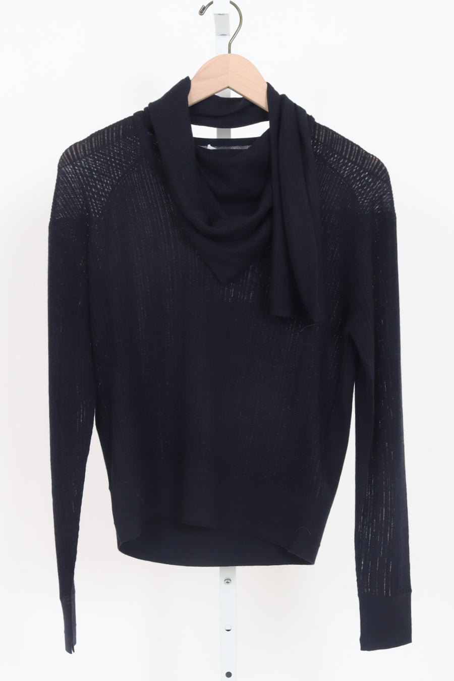 Drop Needle Scarf Sweater - Midnight Navy