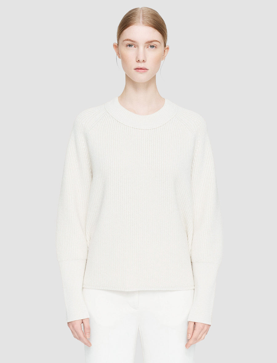 Light Cardigan Stitch Round Neck Jumper - Ivory