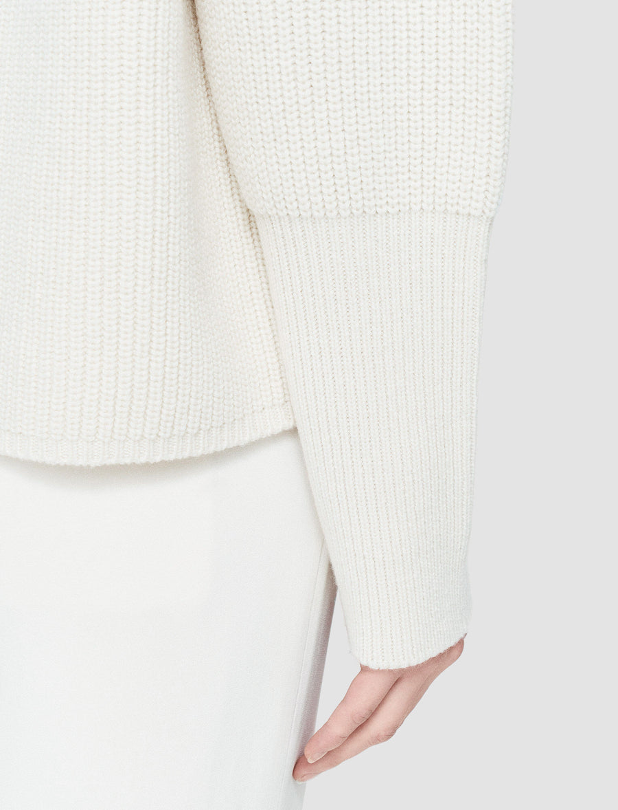 Light Cardigan Stitch Round Neck Jumper - Ivory