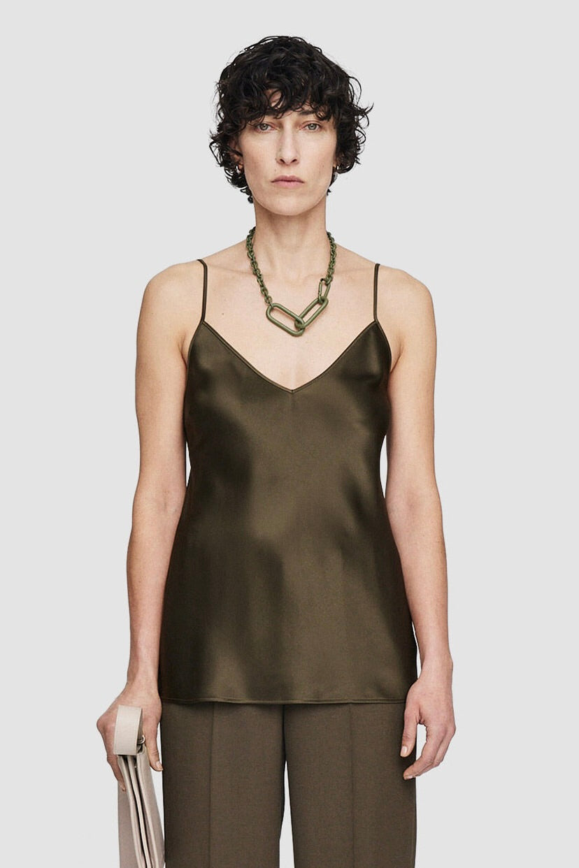 Silk Satin Clea Camisole - Hass Avocado