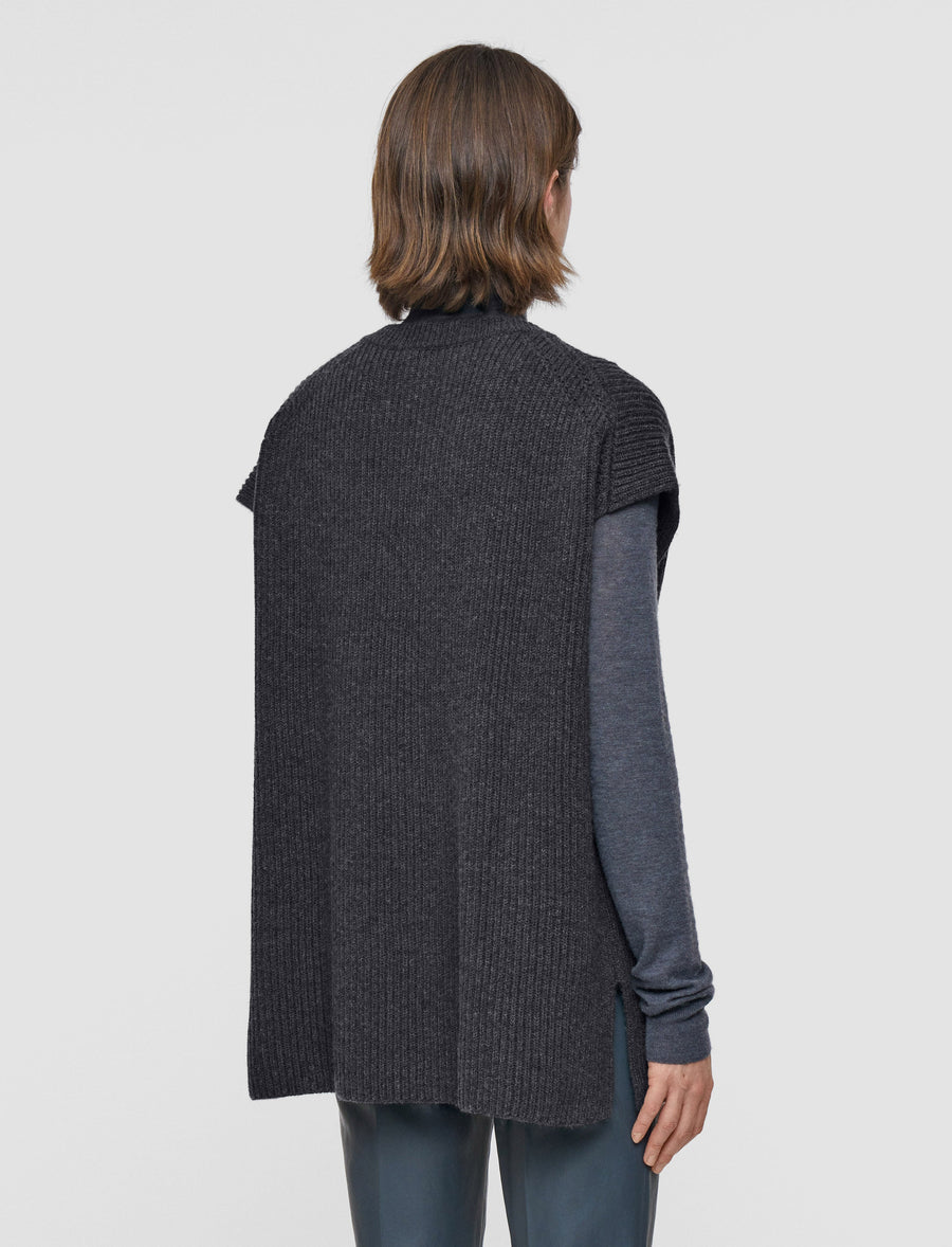 Light Cardigan Stitch Vest - Smoke