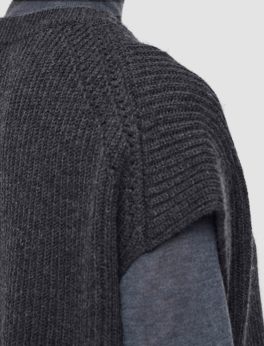 Light Cardigan Stitch Vest - Smoke