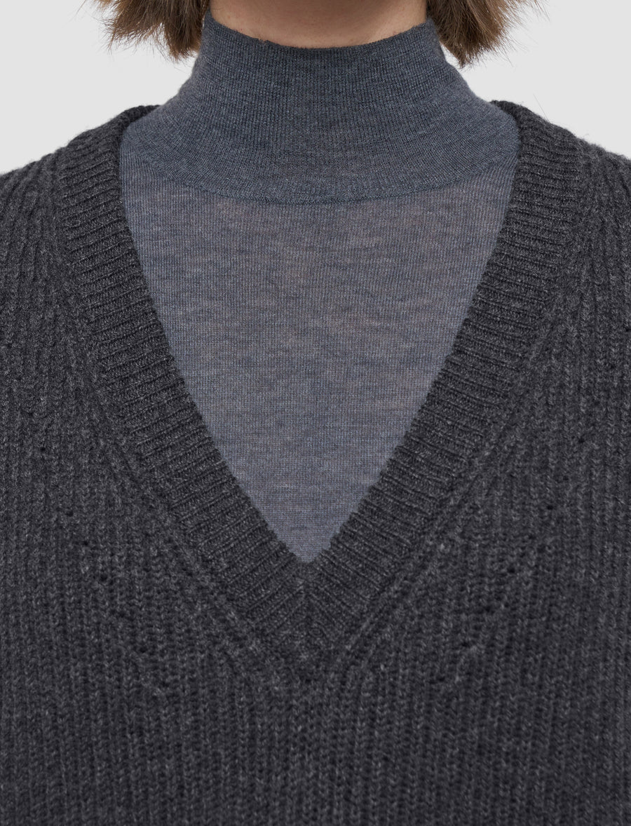 Light Cardigan Stitch Vest - Smoke