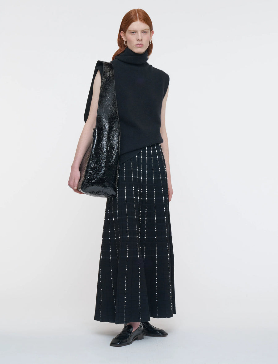 Fragmented Stripes Skirt - Black/Ivory