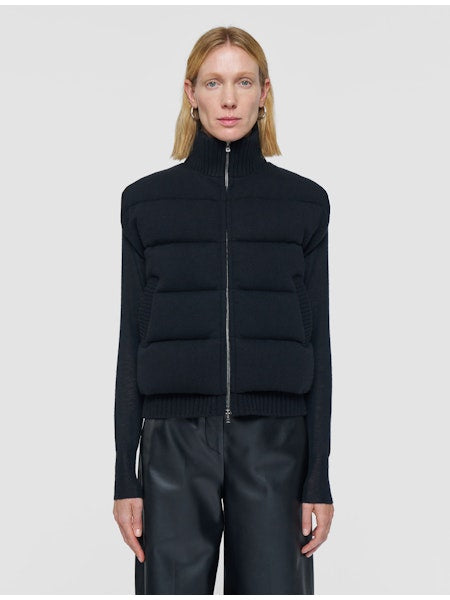 Knitted Down Short Vest - Black