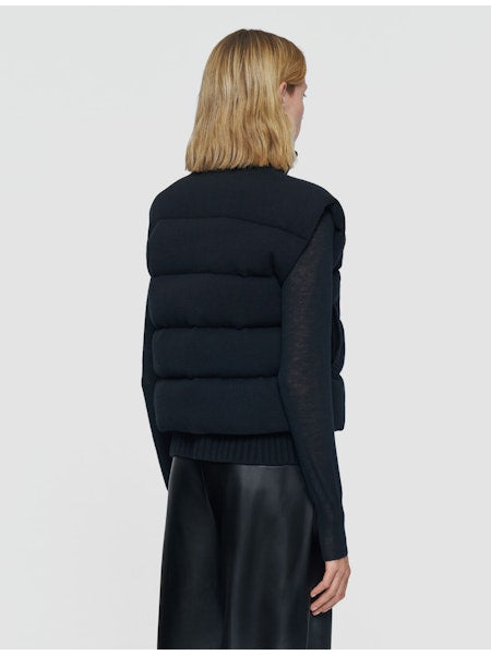 Knitted Down Short Vest - Black