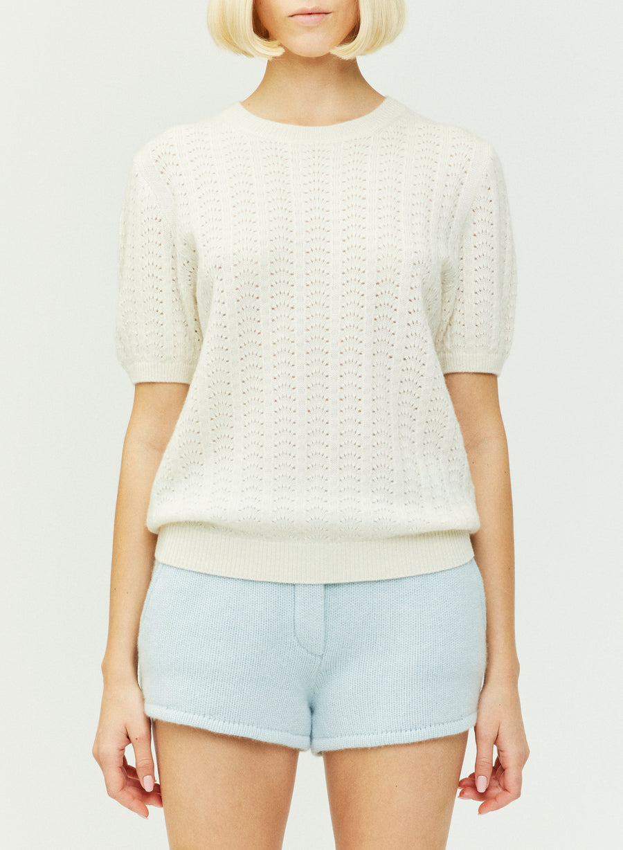 Cecelia Pointelle Sweater - Cream