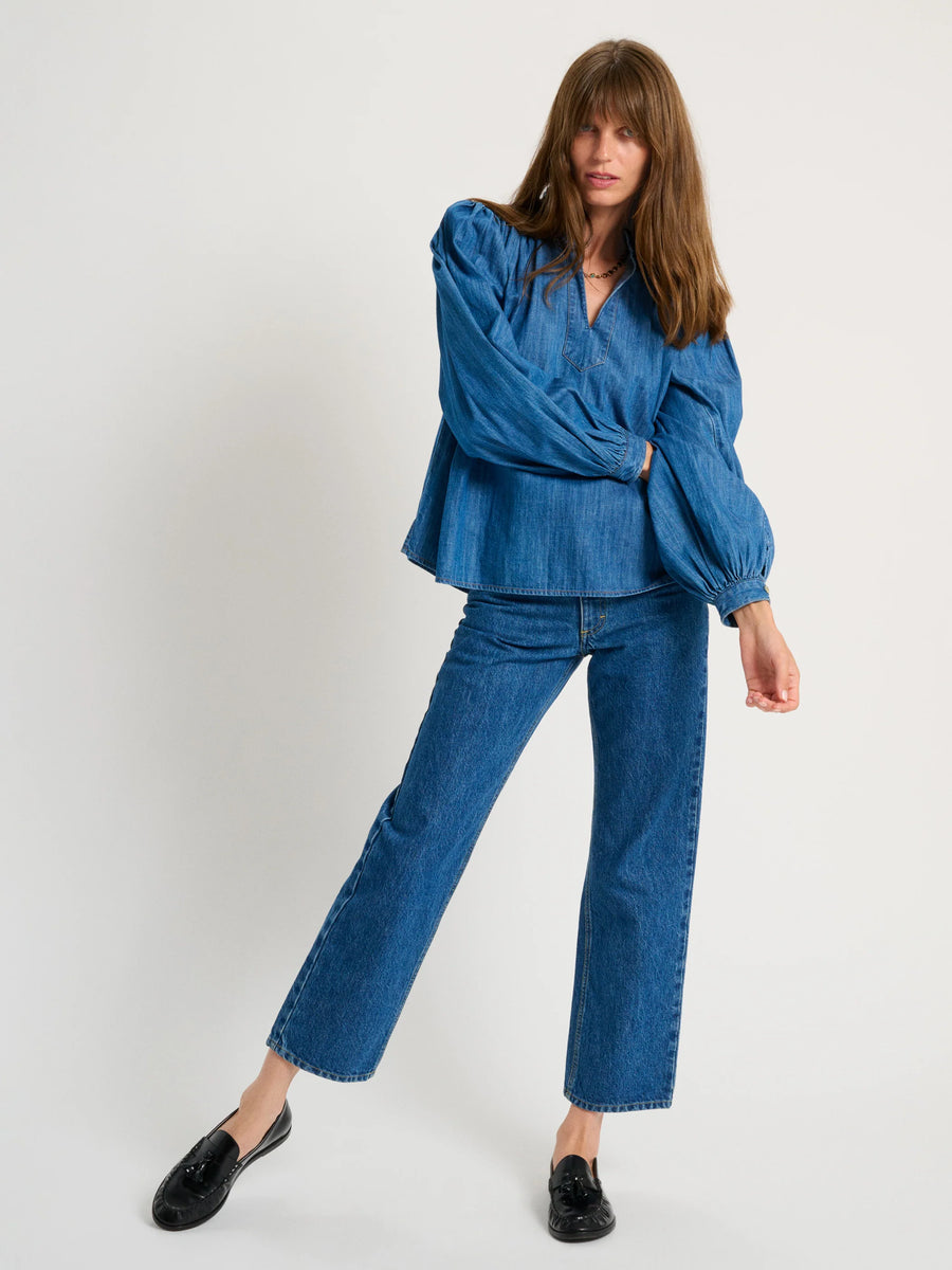 Kaprico Poet Blouse - Denim - Aegean