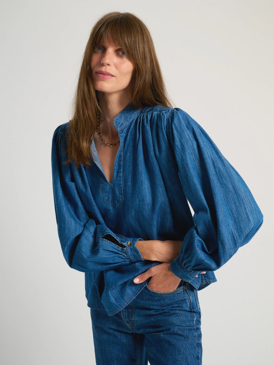 Kaprico Poet Blouse - Denim - Aegean