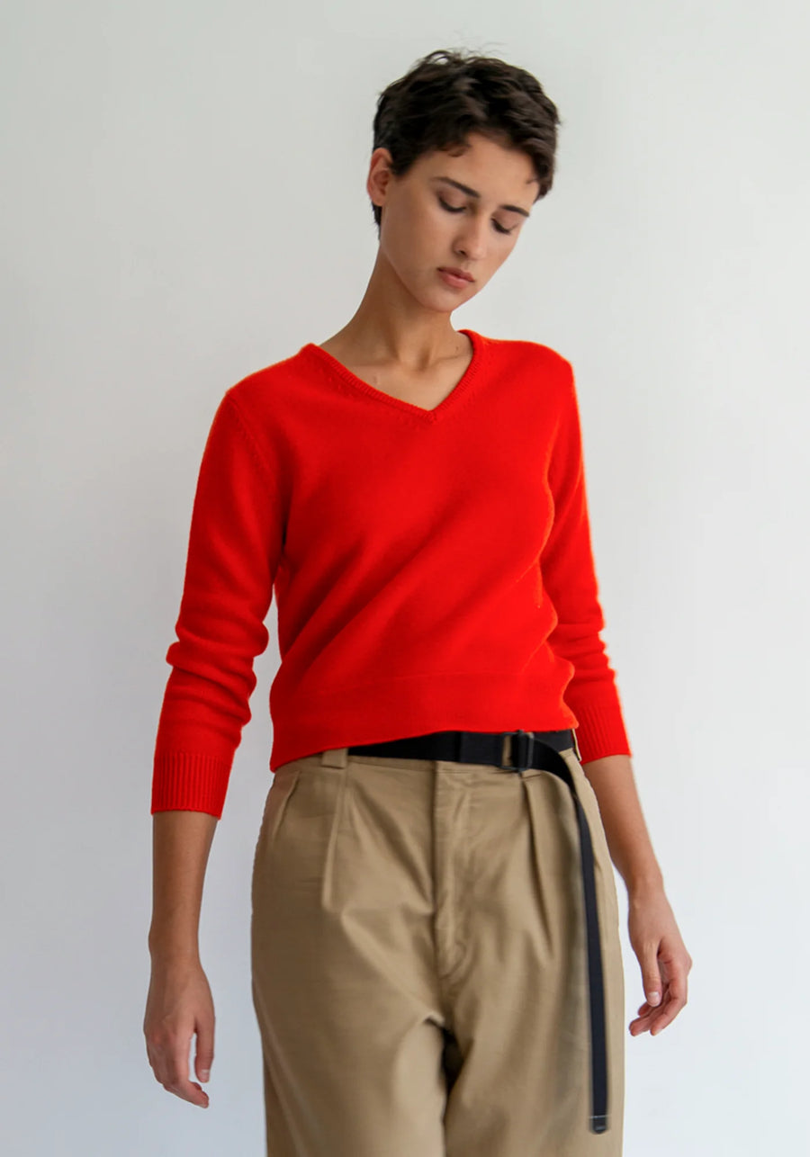 Lia Cashmere Sweater - Red Orange