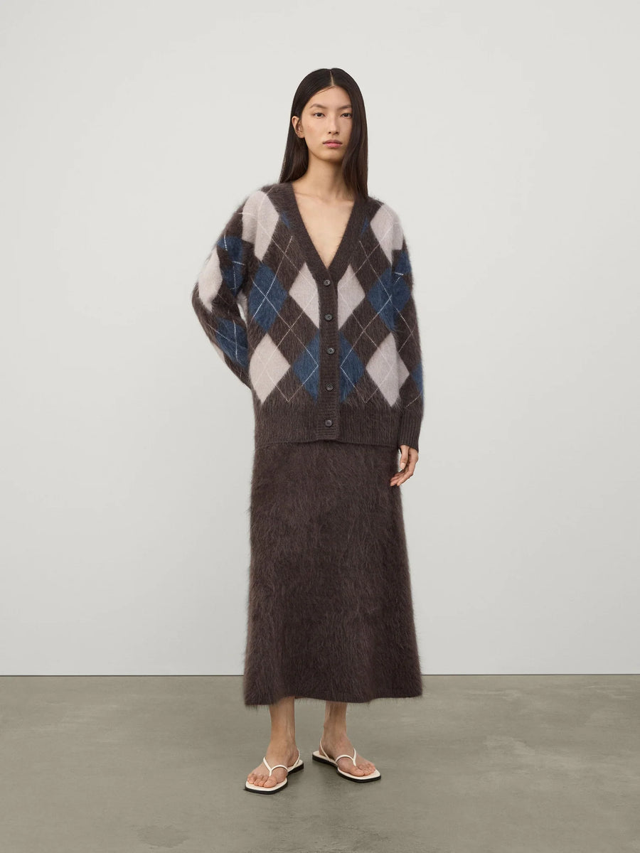 Elaria Cardigan - Wood Argyle Brushed