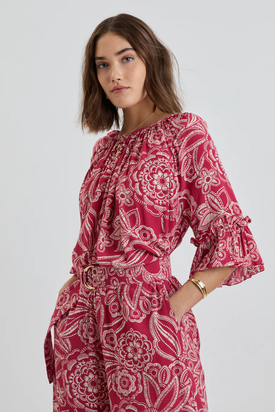 Monika Flowy Top - Maraki Ruby