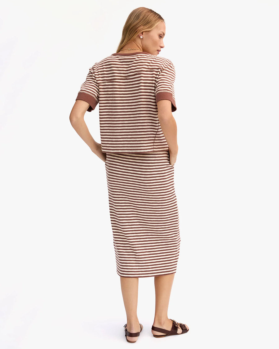 Le Tube Skirt - Brown & Cream Stripe