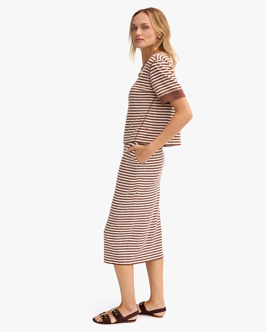 Le Tube Skirt - Brown & Cream Stripe