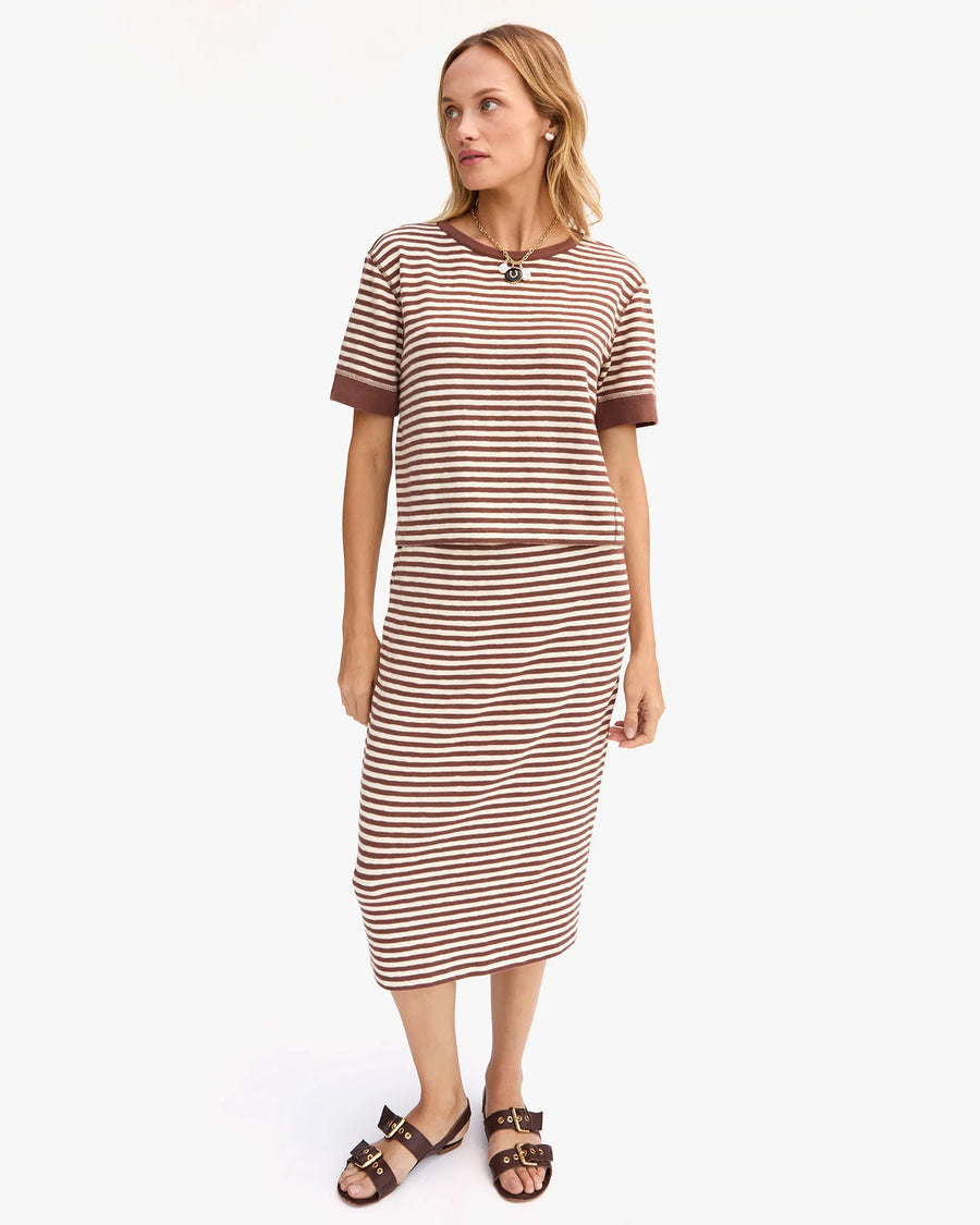 Le Tube Skirt - Brown & Cream Stripe
