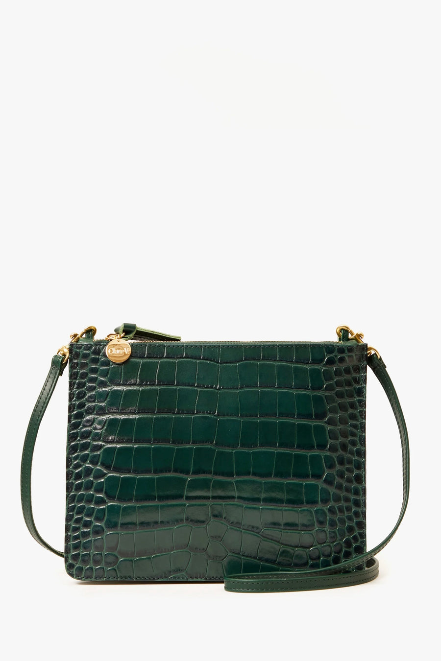 Margot Double Sac Bretelle - Deep Pine Embossed Croco