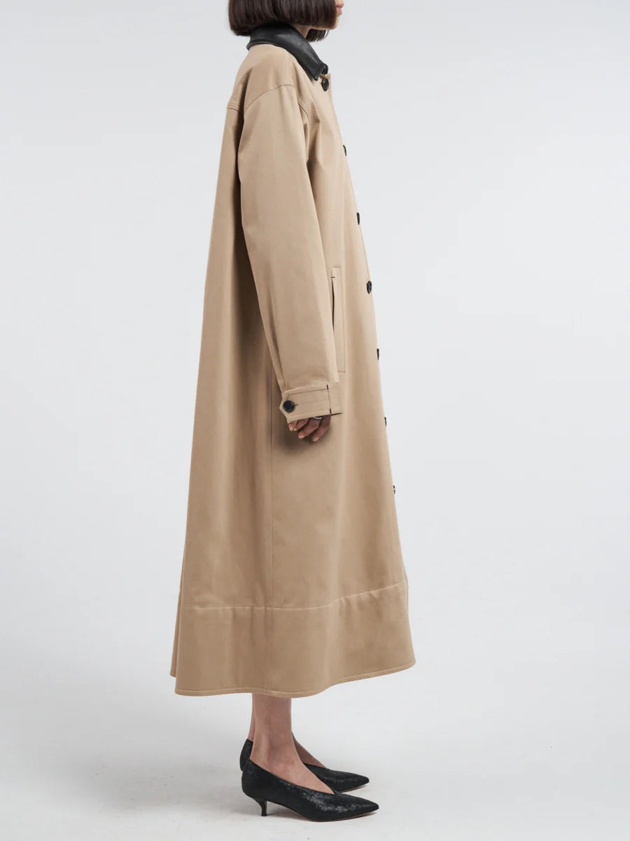 A-Line Swing Coat - Khaki