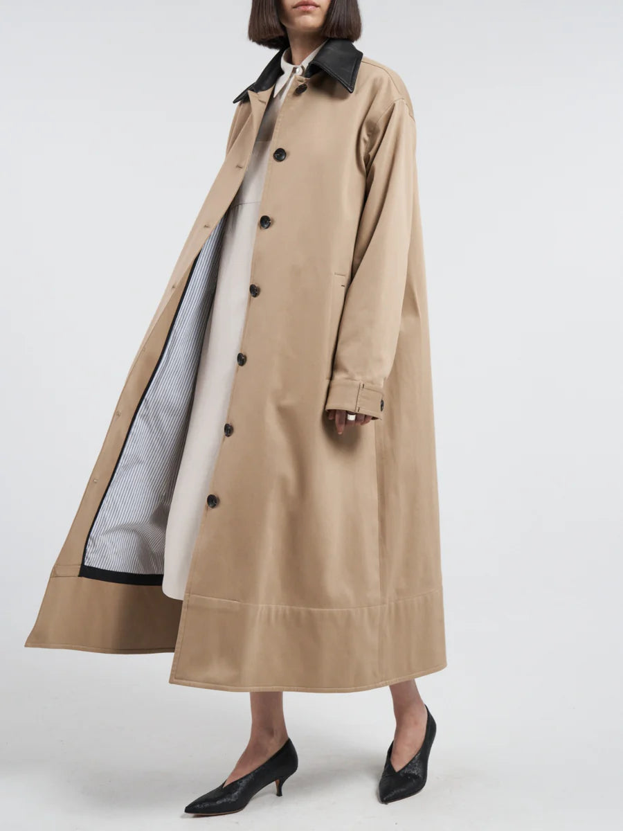 A-Line Swing Coat - Khaki