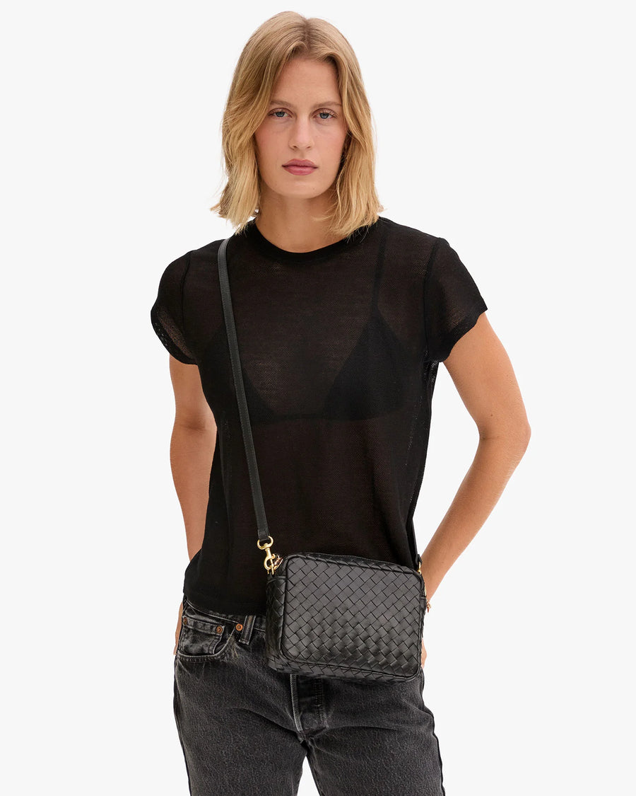 Midi Sac - Black Diagonal Woven