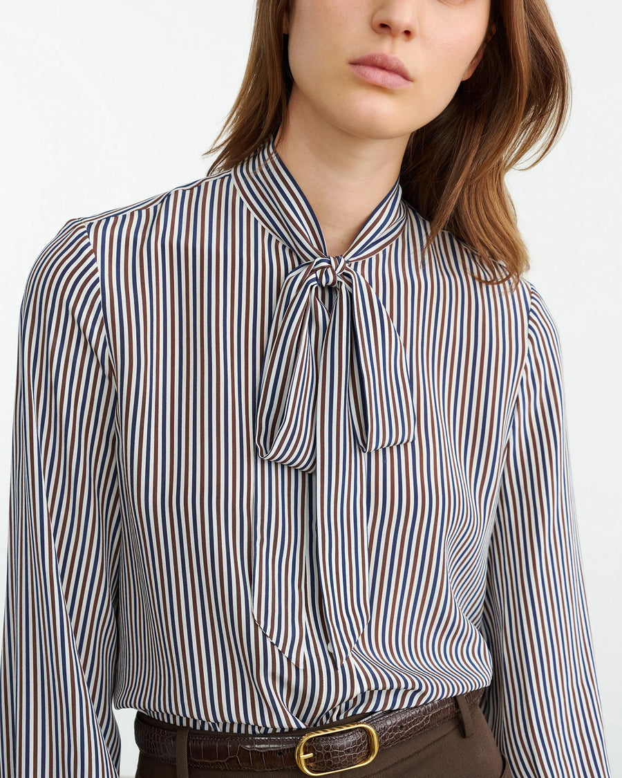 Irina Top - Ivory/Brown/Navy Stripe