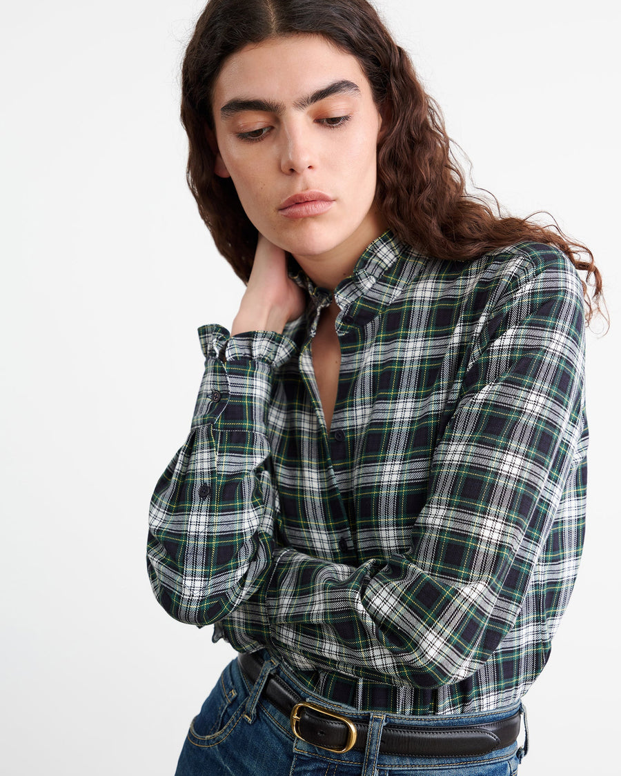 Lydia Shirt - Ivory/Green Plaid