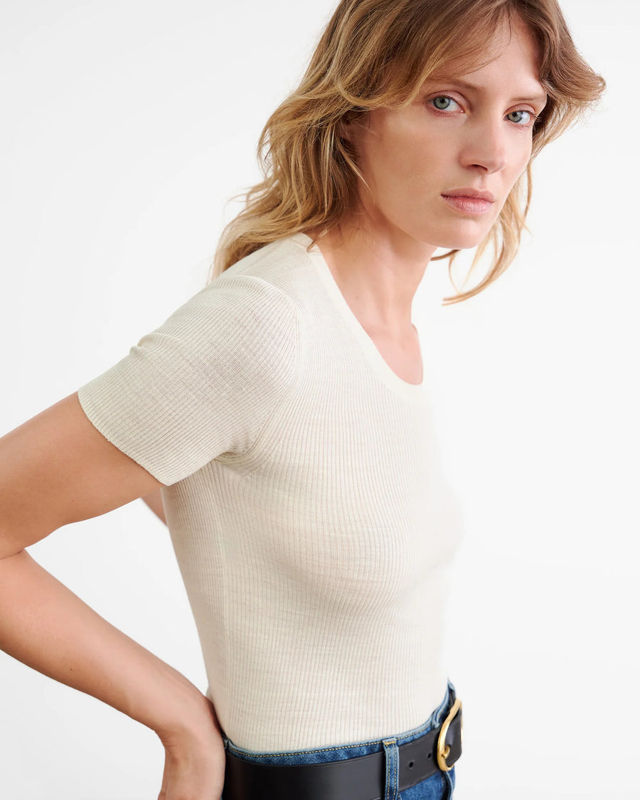 Araceli Silk Knit Tee - Ivory