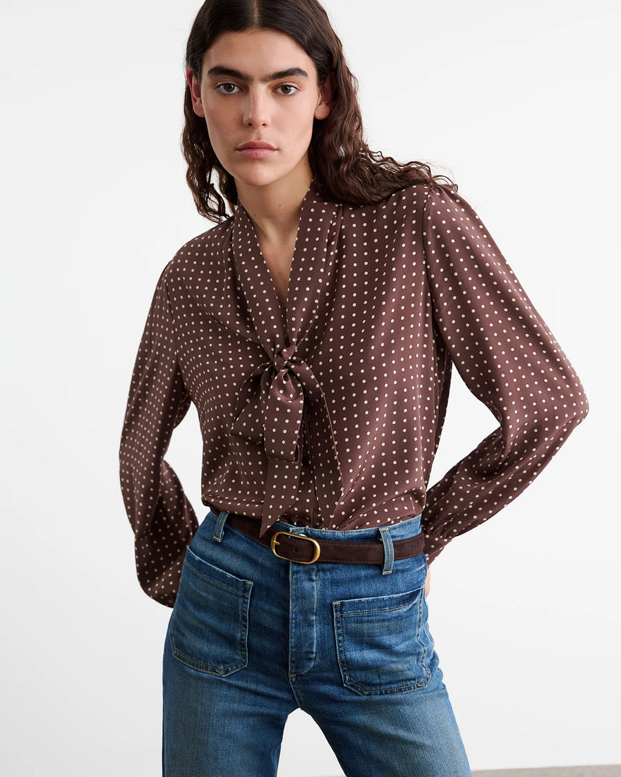 Carina Top - Brown/Ivory Dot