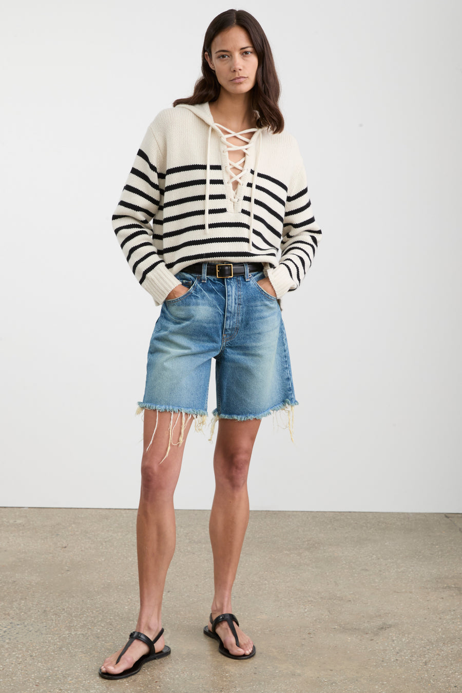 Noemi Stripe Sweater - Ivory/Black