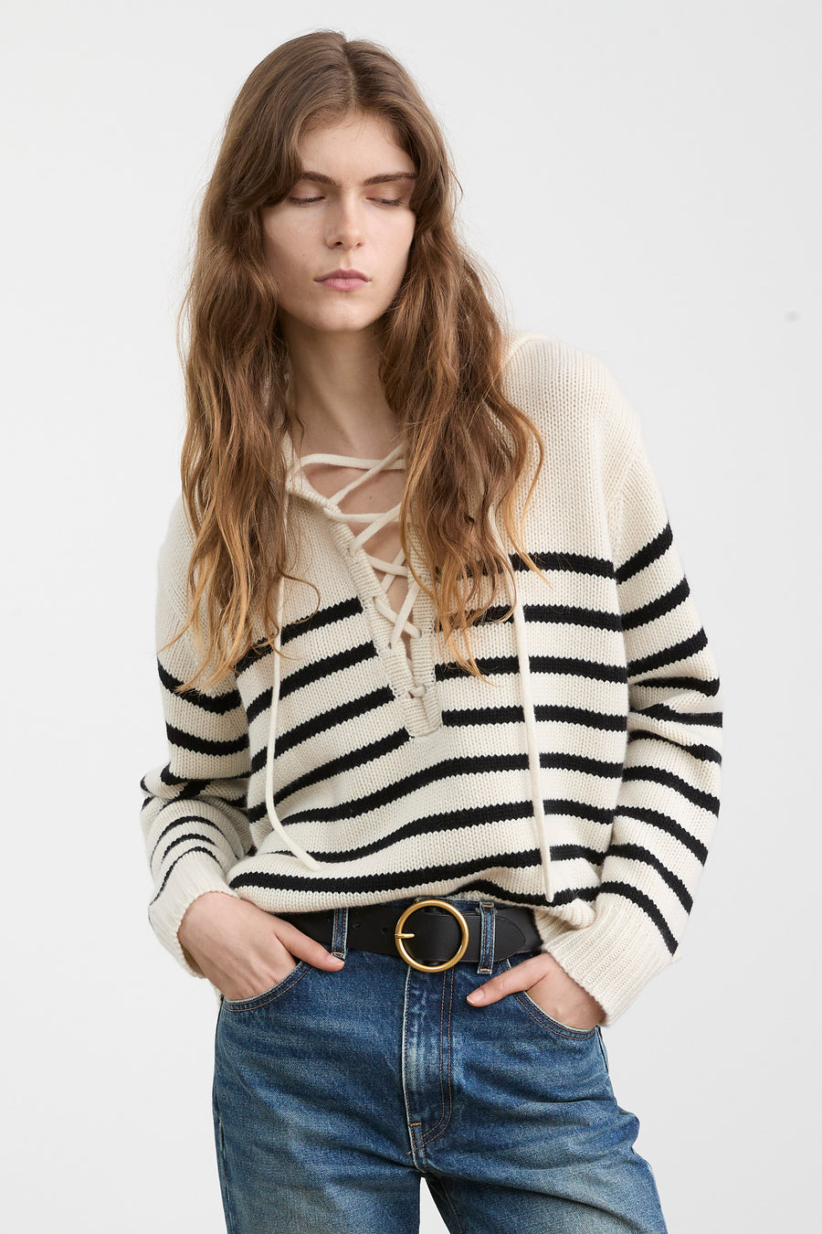 Noemi Stripe Sweater - Ivory/Black