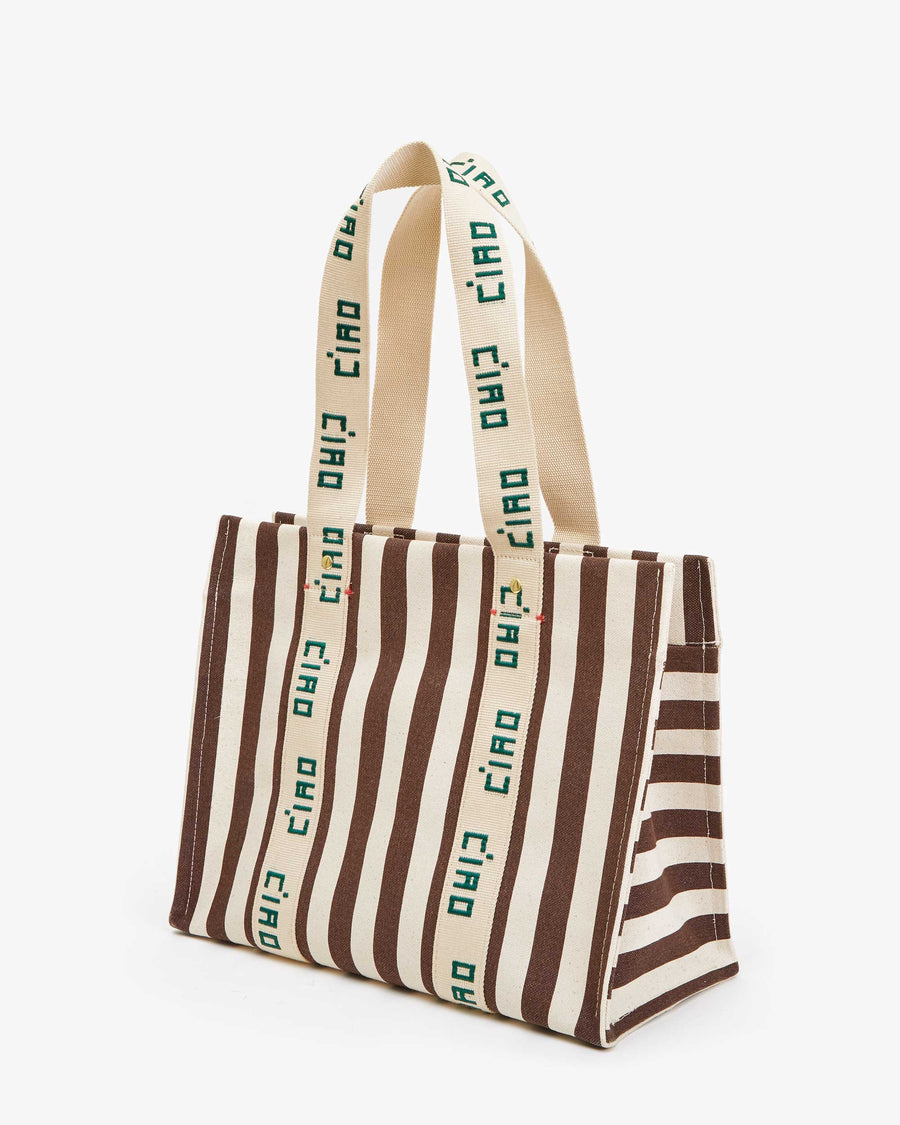 Noémie Bag - Natural & Mocha Striped Canvas