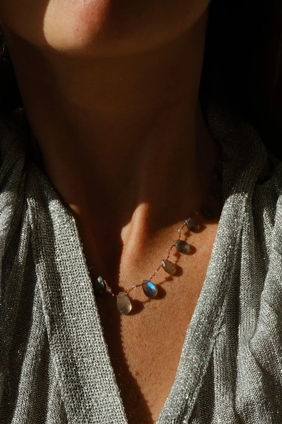 Odin Drops & Beads Necklace - Labradorite