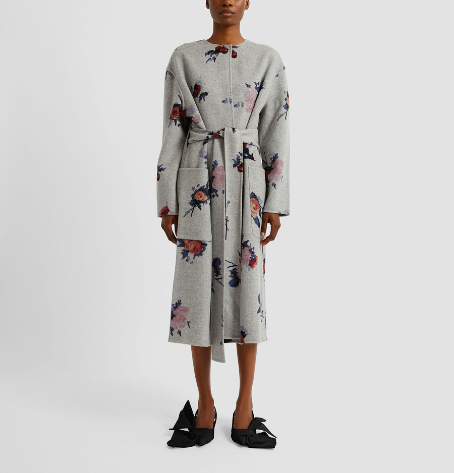 Oversize Belted Coat - Painted Rose Grey Melange