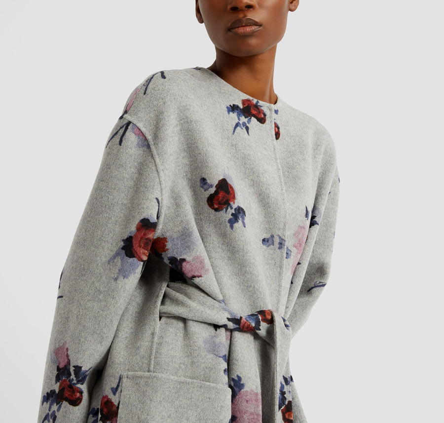 Oversize Belted Coat - Painted Rose Grey Melange