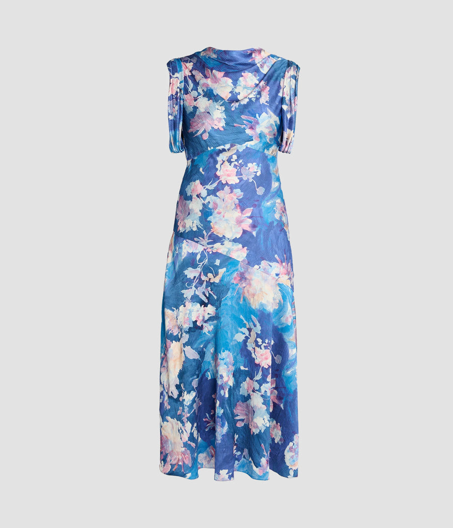 Sleeveless Midi Dress - Artist Garden Pale Cobalt