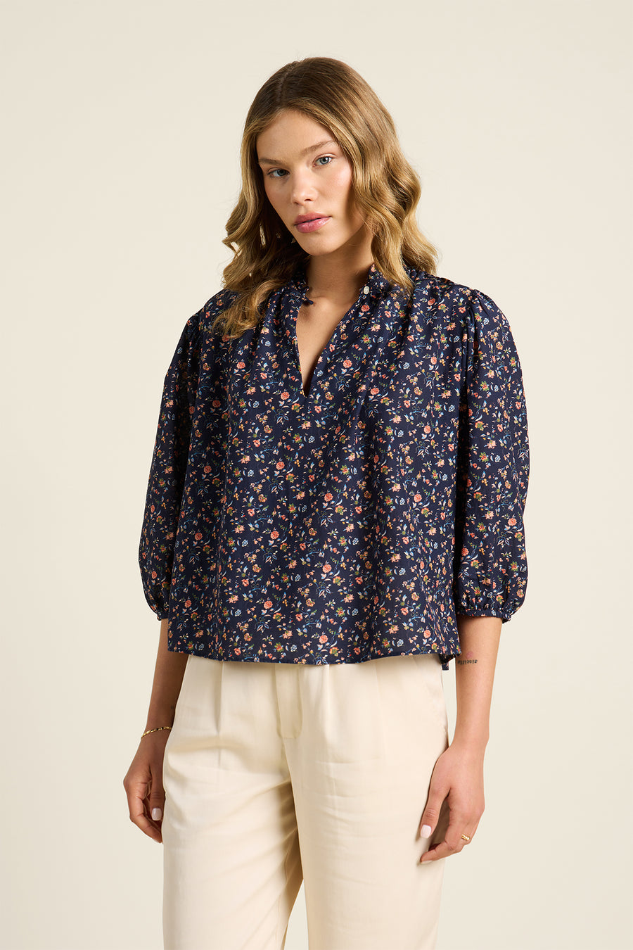 Orly Blouse - Navy Rosette