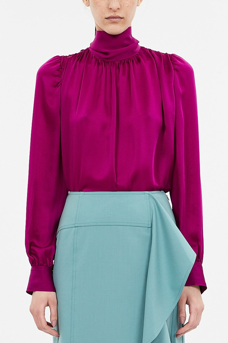 Ornament Tie Neck Blouse - Mulberry