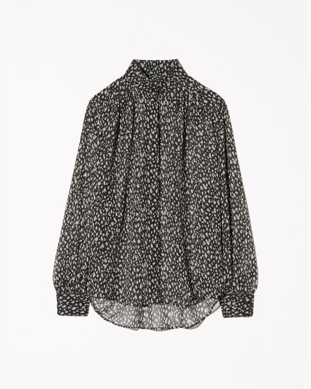 Revi Blouse - Black / Stone Cheetah Print