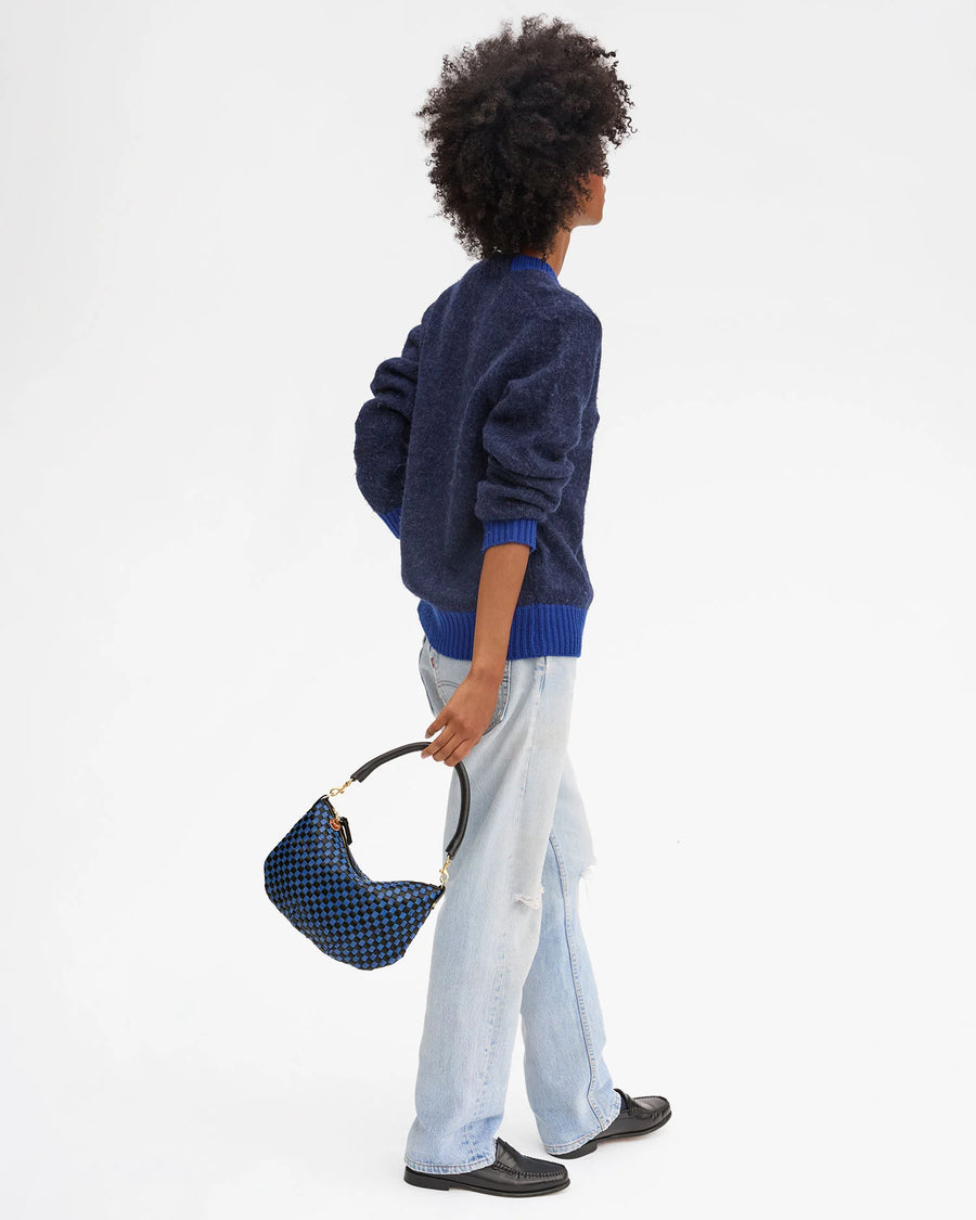 Petit Moyen - Black/Cobalt Woven Checker