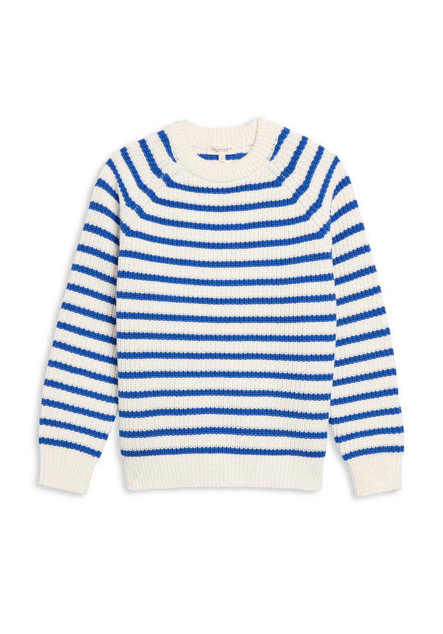 Phoebe Cotton Sweater - Off White/Blue