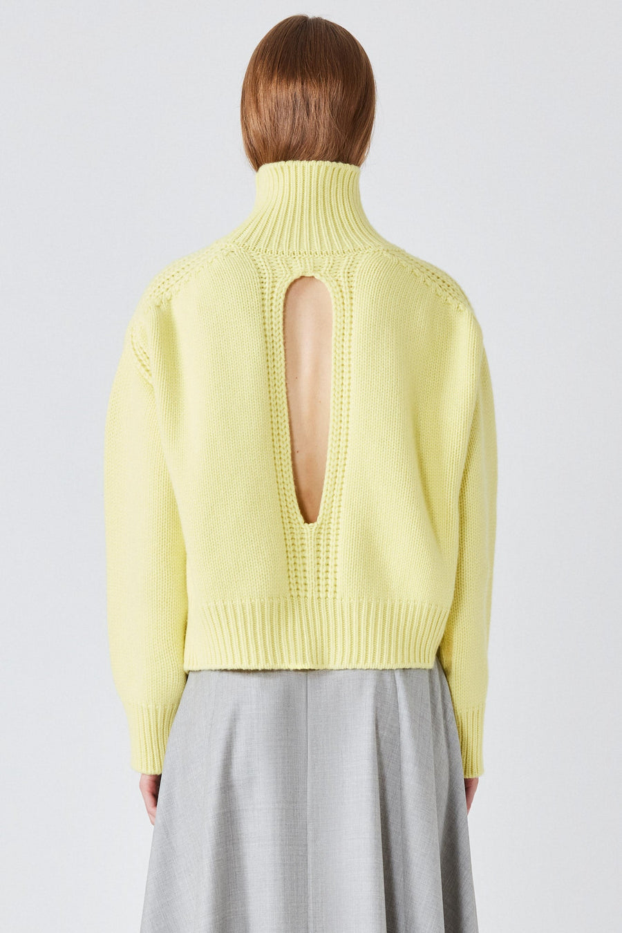 Gaia Cashmere Sweater with Back Slit - Medium Grey