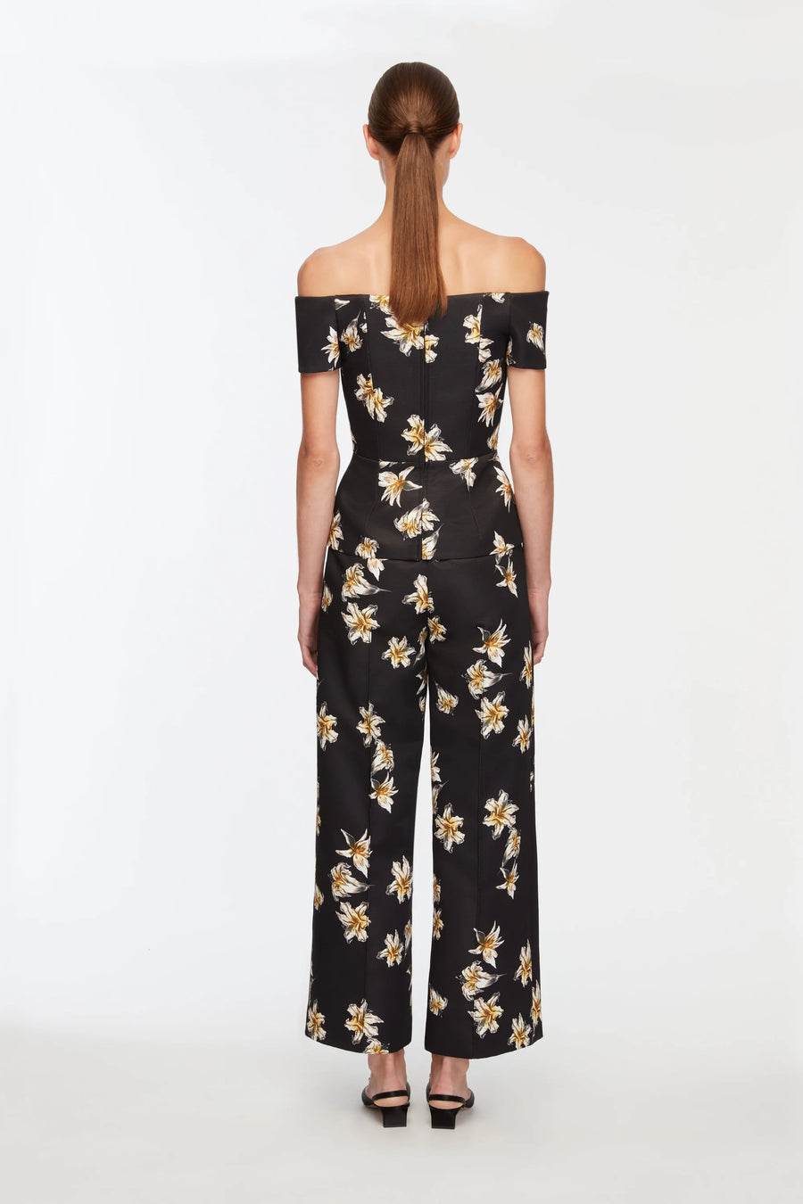 Daffy Trouser -  Festive Lilies - Black & Yellow