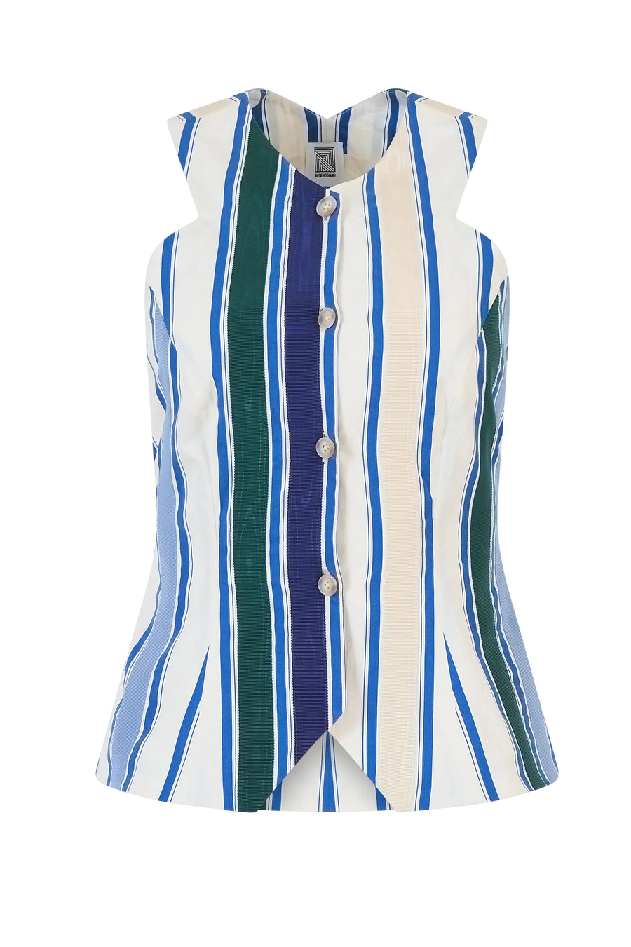 Ribbon King Giorgio Vest - Coastal Stripe Cotton
