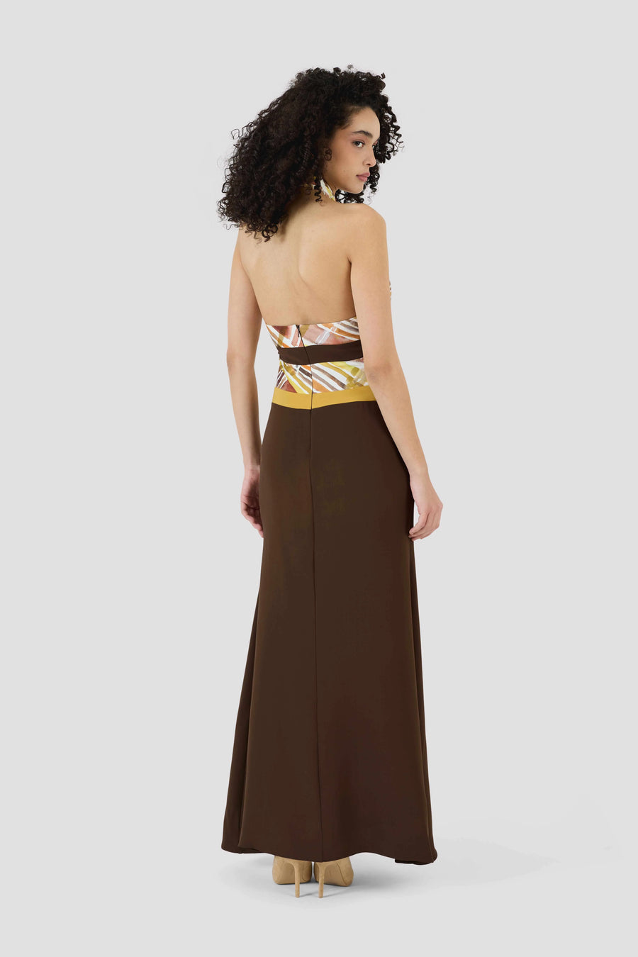Twisted Halter Dress - Brown