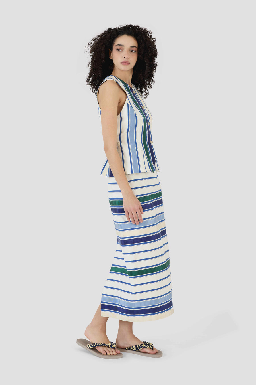 Ribbon King Giorgio Vest - Coastal Stripe Cotton