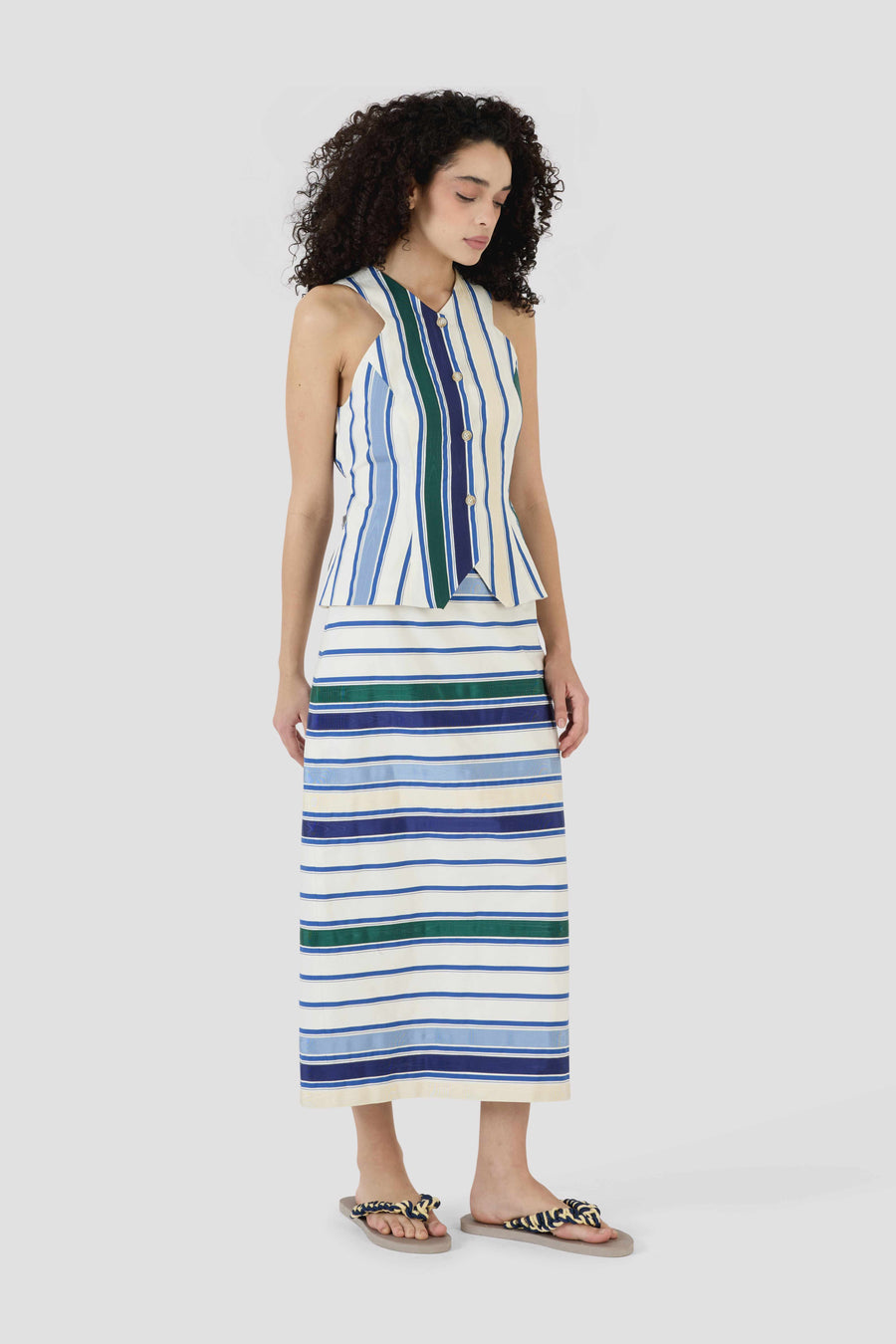 Ribbon King Giorgio Vest - Coastal Stripe Cotton