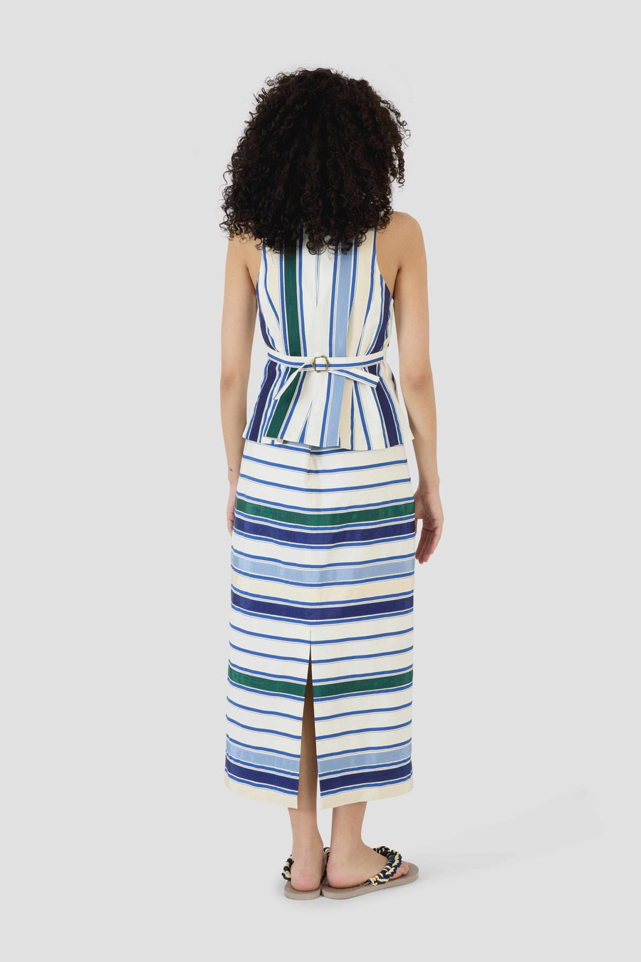 Ribbon Classic Pencil Skirt - Coastal Stripe Cotton